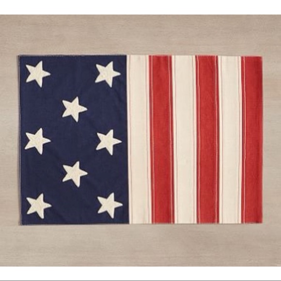 New Pottery Barn American Flag Cotton Placemats, Set of 4, USA, Stars & Stripes